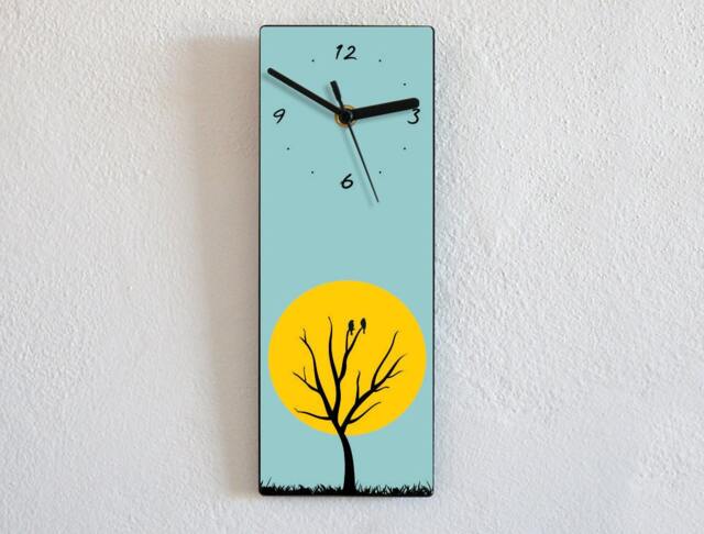 Love Birds Sitting On A Sunset Tree - Wall Clock - image 1