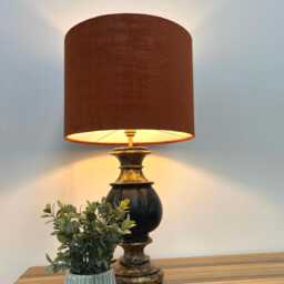 Burnt Orange Textured Velvet Drum Lampshade Saffron Ceiling Light Shade - thumbnail 3