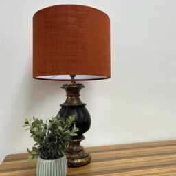 Burnt Orange Textured Velvet Drum Lampshade Saffron Ceiling Light Shade - thumbnail 1