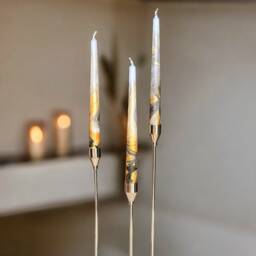 Gold Black Marble Candles, Tall Taper Candles, Dinner Candles, Gold Black Home Decor, Wedding Candles, Tapered Candles, Pillar Candle Gift Set - thumbnail 3