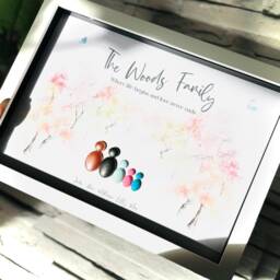 Personalised Family Picture Frame Gift, Pebble People Framed Print For Birthday Present, Unique Home Decor Wall Art Gifts - thumbnail 2