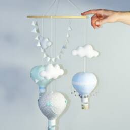Hot Air Balloon Mobile - Custom Nursery Decor, Travel Theme - thumbnail 4