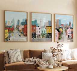 Toronto Canada Travel Poster Set Of 3 Ontario Cityscape Wall Art North America Skyline Prints, Vintage Illustration - thumbnail 1