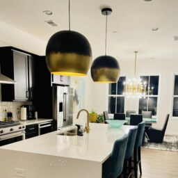 Set Of 3 Modern Kitchen Island Pendant Lights, Solid Brass Hanging Ceiling Lamps - thumbnail 2