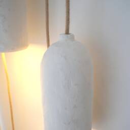 Size M Japanese Style, Organic Shape, Handmade Plastered Paper Mache Lamp With Fixture & Wall Mount, Wabi Sabi, Minimalist, Boho - thumbnail 3