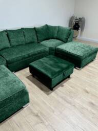 Green Velvet Chesterfield Ottoman Square Storage Foot Stool, Handmade in UK - thumbnail 3