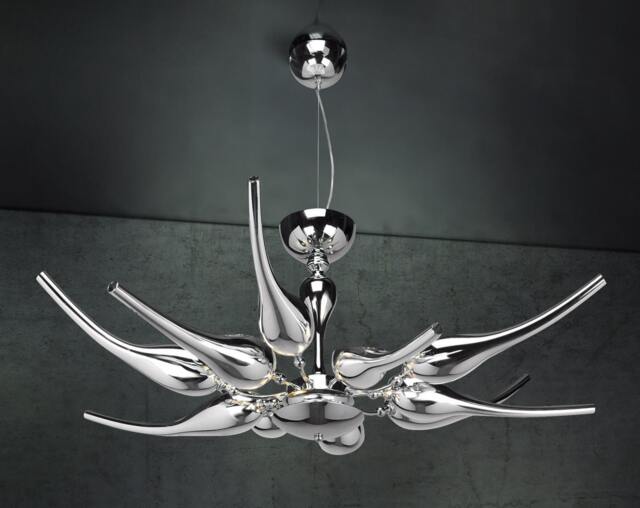 Chrome Plated Murano Glass Pendant Chandelier - Venetian Lighting Modern