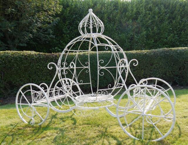 Large White Metal Cinderella Themed Carriage For The Garden & Wedding Props - image 1