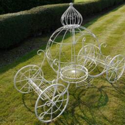 Large White Metal Cinderella Themed Carriage For The Garden & Wedding Props - thumbnail 3