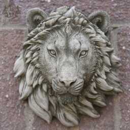 Lion Head Bust Hanging Plaque Stone - African Animal Outdoor Garden Ornament - thumbnail 2