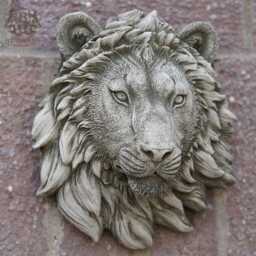 Lion Head Bust Hanging Plaque Stone - African Animal Outdoor Garden Ornament - thumbnail 1