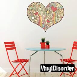 Heart Wall Decal - Fabric Vinyl Removable & Reusable Heartuscolor006Et