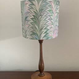 Handmade Drum Lampshade in Marbled Paper - thumbnail 2