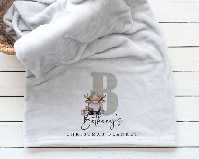 Personalised Gonk Family Blanket, Christmas Movie Fleece Eve Night, Snuggle Stocking Filler, Custom Throw - image 1