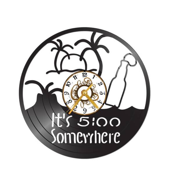 Free Shipping 5 O'clock Somewhere Themed Vinyl Album Record Clock Made in The > Usa - image 1