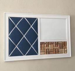 Denim French Memo Board Whiteboard, Corkboard Organizer - 16x24