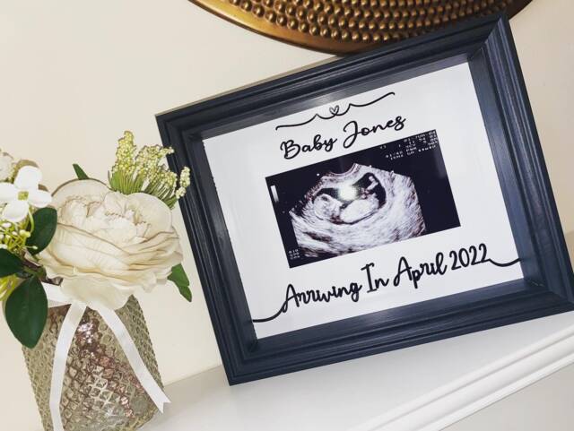 Personalised Baby Scan Photo Box Frame Metal Sign - Add Any Scan, Text & Choose From A Range Of Gorgeous Finishes Lovely Keepsake - image 1