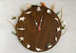 Ocean Animal Wall Clock Handmade Wooden Marine Life Decor - thumbnail 1