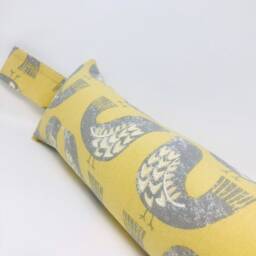Scandi Mustard Grey Bird Draft Excluder, Print, Yellow Heavy Cotton Fabric, Gift For Her, Perfect Home Decor - thumbnail 3