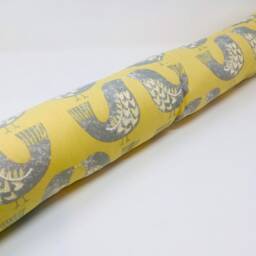 Scandi Mustard Grey Bird Draft Excluder, Print, Yellow Heavy Cotton Fabric, Gift For Her, Perfect Home Decor - thumbnail 2