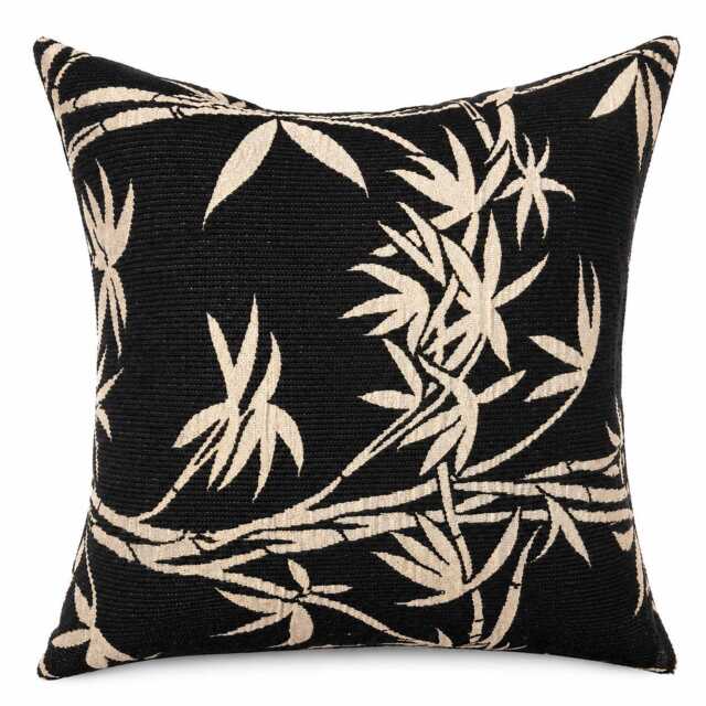 Black Asian Pillow Cover, Chinoiserie Pillow, Bamboo Japanese Decor, Oriental Chinese - image 1