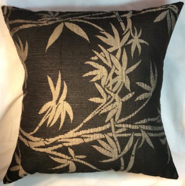 Black Asian Pillow Cover, Chinoiserie Pillow, Bamboo Japanese Decor, Oriental Chinese - image 1