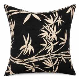 Black Asian Pillow Cover, Chinoiserie Pillow, Bamboo Japanese Decor, Oriental Chinese - thumbnail 1