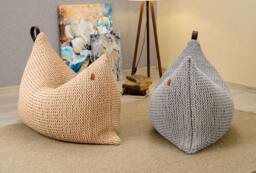 Beige Sofa Chair, Gray Floor Couch, Fireside Rust Accent Minimalist Own Yarn Production 37Colors Unfilled