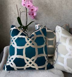 Fascino Luxury Cushion Cover Pillow Throw - Designer Clarke & Fabric, Teal -Geometric -Worldwide Shipping- Made To Order