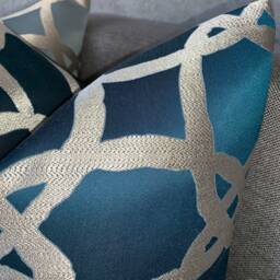 Fascino Luxury Cushion Cover Pillow Throw - Designer Clarke & Fabric, Teal -Geometric -Worldwide Shipping- Made To Order - thumbnail 3