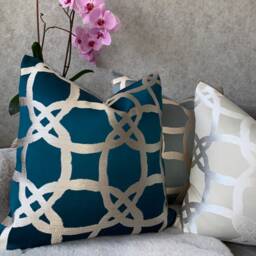 Fascino Luxury Cushion Cover Pillow Throw - Designer Clarke & Fabric, Teal -Geometric -Worldwide Shipping- Made To Order - thumbnail 2