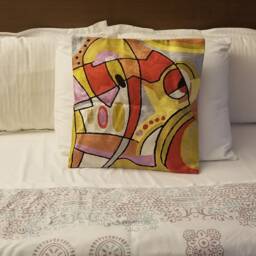 "Handmade Silk Embroidery Pillow Cover Modern Abstract Cushion, 16""x16" - thumbnail 3