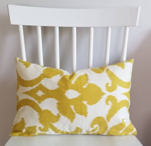 Marigold Ikat - Decorative Pillow Cushion Covers Accent Mustard Throw Cover - image 1