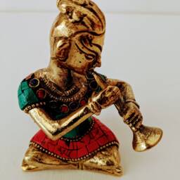 Musicians - Set Of 2 Brass Statue in Coral Stone Work - thumbnail 4