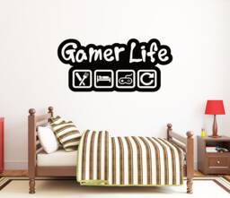 Gamer Life Wall Decal Eat Sleep Game Repeat - Gaming Room Decor 438Re - thumbnail 1