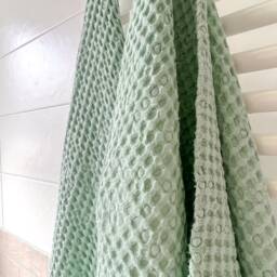 Linen-Cotton Waffle Towel Set, Absorbent Bath & Hand Towels - thumbnail 3