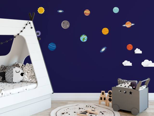 Kids Outer Space Planetsd Wall Sticker Decals - image 1