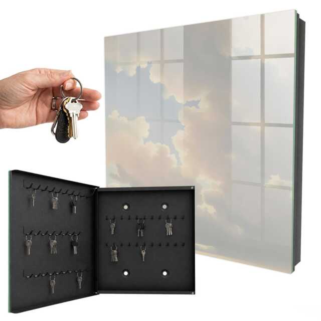 Clouds in The Sky Key Cabinet For Home, Beige Box Painterly Nature, Lovers Of Peace & Dreams - image 1