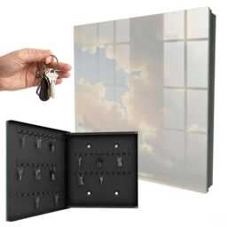 Clouds in The Sky Key Cabinet For Home, Beige Box Painterly Nature, Lovers Of Peace & Dreams