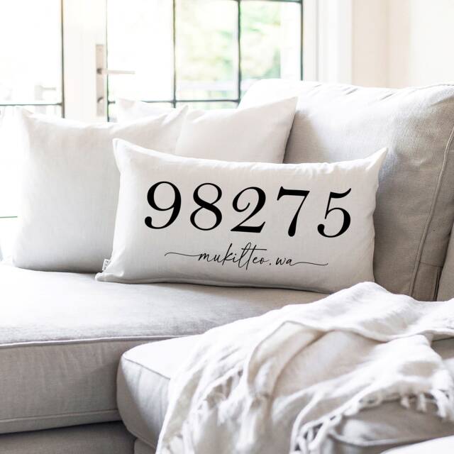 Zip Code City Custom Pillow Cover - Realtor Gift New Home First Lumbar Everyday Decor Vacation Cabin - image 1