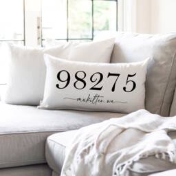 Zip Code City Custom Pillow Cover - Realtor Gift New Home First Lumbar Everyday Decor Vacation Cabin - thumbnail 1