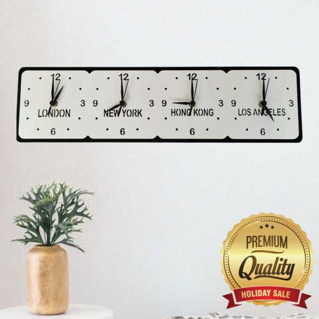 Personalized Four Time Zone Clock Family & Friends Acrylic Wall Decor - image 1