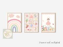 Personalised Girls, You Can Do Anything, Rainbow & Ballerina Prints. Positive Affirmation For Girls Room, Nursery Or Playroom - Unframed - thumbnail 1