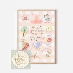 Personalised Girls, You Can Do Anything, Rainbow & Ballerina Prints. Positive Affirmation For Girls Room, Nursery Or Playroom - Unframed - thumbnail 2