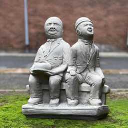 Laurel & Hardy Sculpture Iconic Cement Figurines Concrete Comedy Duo Statue Vintage Actors Ornament Classic Film Collectors Gift - thumbnail 1