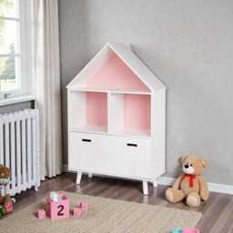 Kids House Shaped Bookshelf With Drawer Montessori Toy Storage Nursery Bookcase Organizer - thumbnail 2