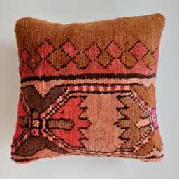 Handmade Cushion Cover, Multicolour Turkish Rug Cushion, Pillow, Decorative Throw Kilim 14''x13''/36x34cm