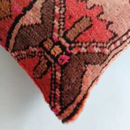 Handmade Cushion Cover, Multicolour Turkish Rug Cushion, Pillow, Decorative Throw Kilim 14''x13''/36x34cm - thumbnail 3