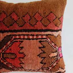 Handmade Cushion Cover, Multicolour Turkish Rug Cushion, Pillow, Decorative Throw Kilim 14''x13''/36x34cm - thumbnail 2