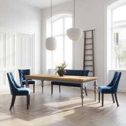 Farmhouse Rustic Dining Table Dine Wood - Handmade Wooden Legs Snowball - thumbnail 1